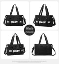 Women's Fashion Letter Print Gym Duffel Bag - Wet & Dry Separation Yoga Fitness Tote, Weekender Overnight Shoulder Bag For Travel